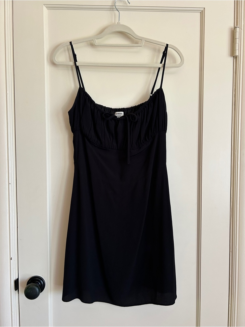 Aritzia Black Satin-Look Slip Chemise with Adjustable Double Straps